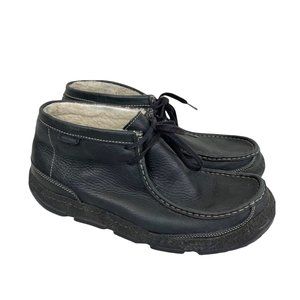 Clarks Wallabee Black Leather Waterproof Fur Lined Chukka Boots 75849 Mens 9.5